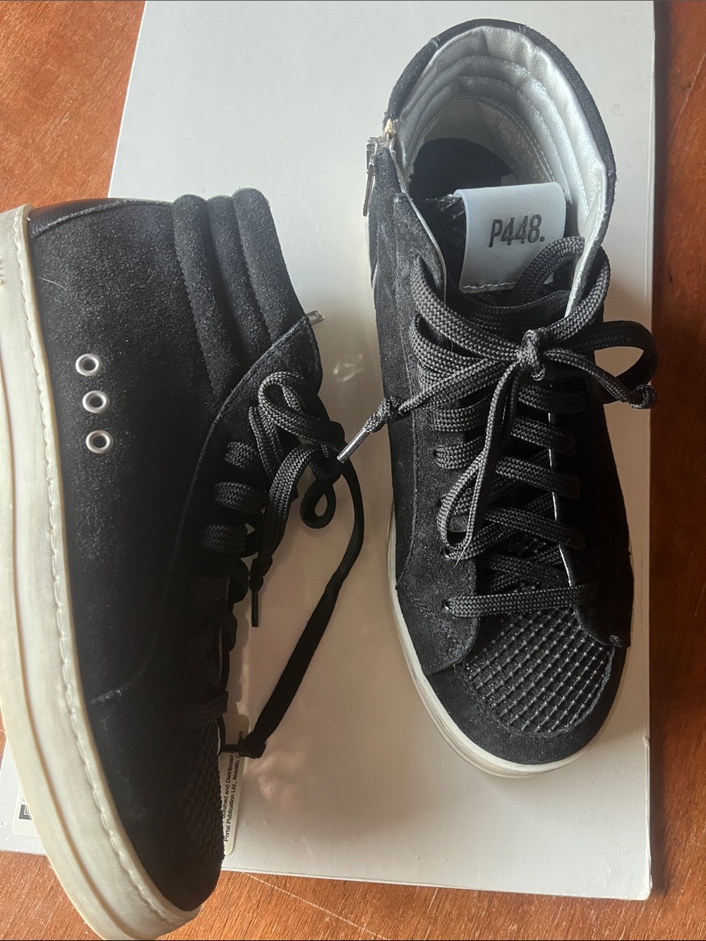 P448 Black Suede High-Top Sneakers with White Sole - Raven